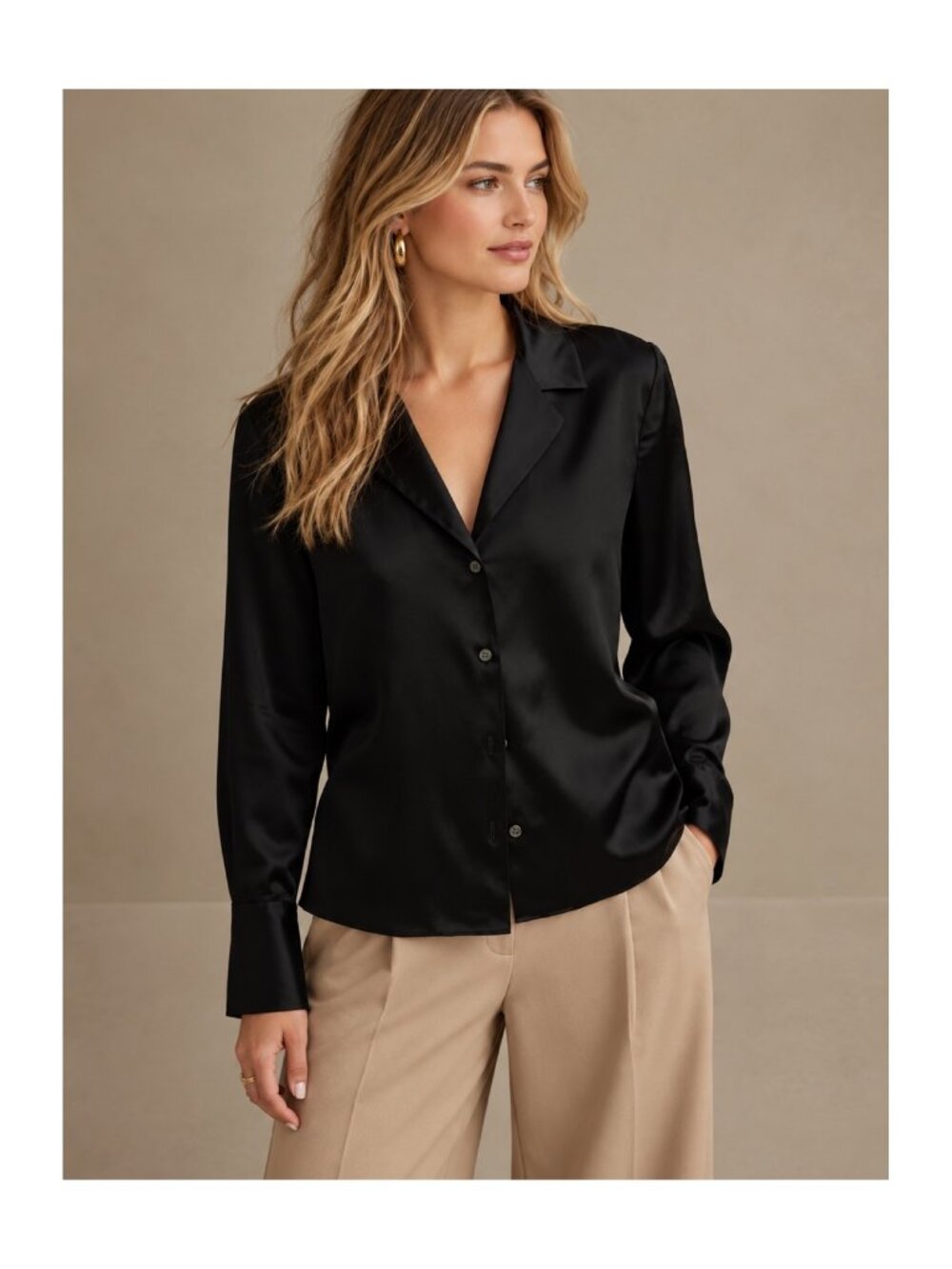 Banana Republic Bliss Silk Resort Shirt Womens XL Black 100% Silk Oversized NWOT
